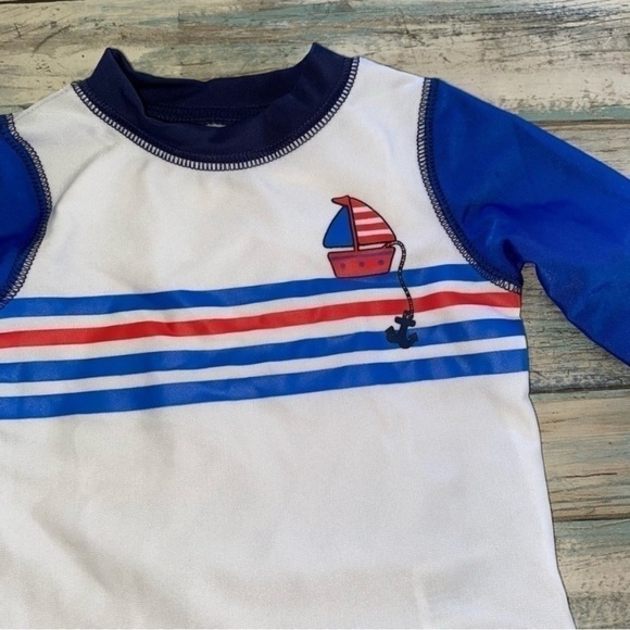 Cat & Jack Sailing Rashgaurd & Trunks Boys 3-6M - Picture 3 of 4